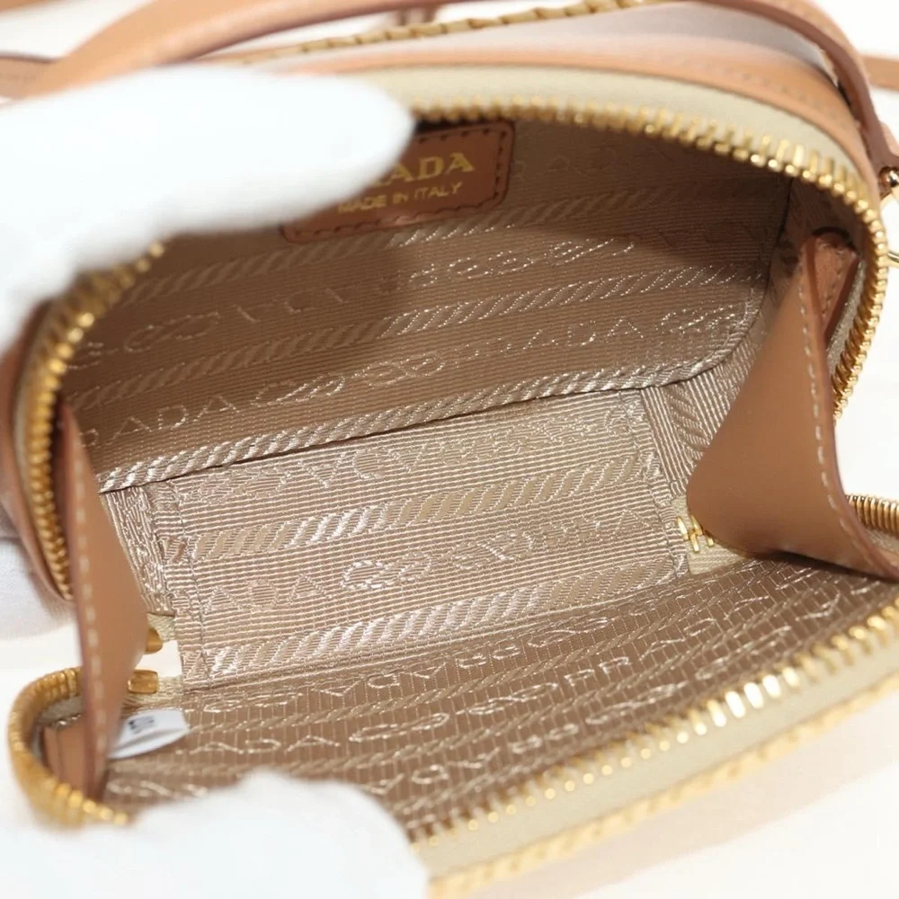 Prada Beige Woven Mini Camera Bag with Gold Hardware - Picture 8 of 9